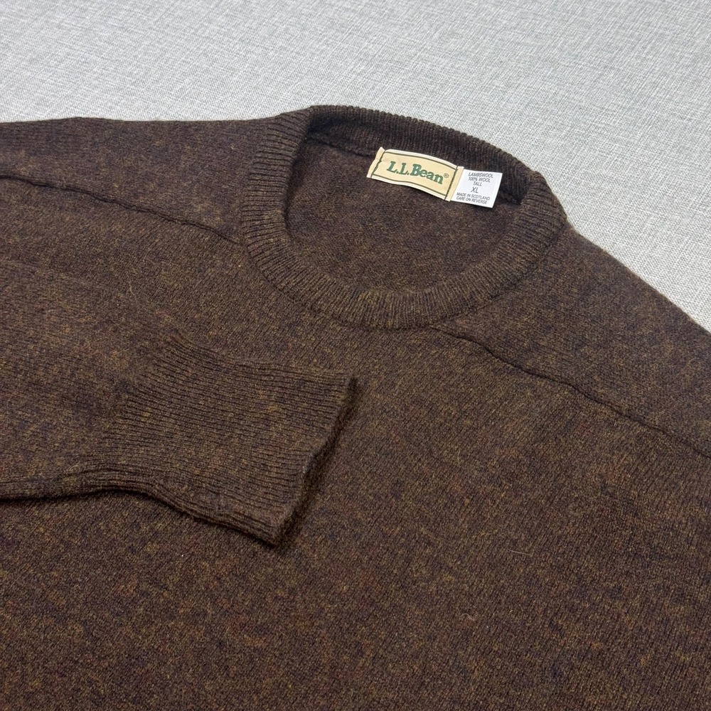 L.L. Bean Lambswool Made Scotland Fisherman Pullover Sweater Mens XLT Brown